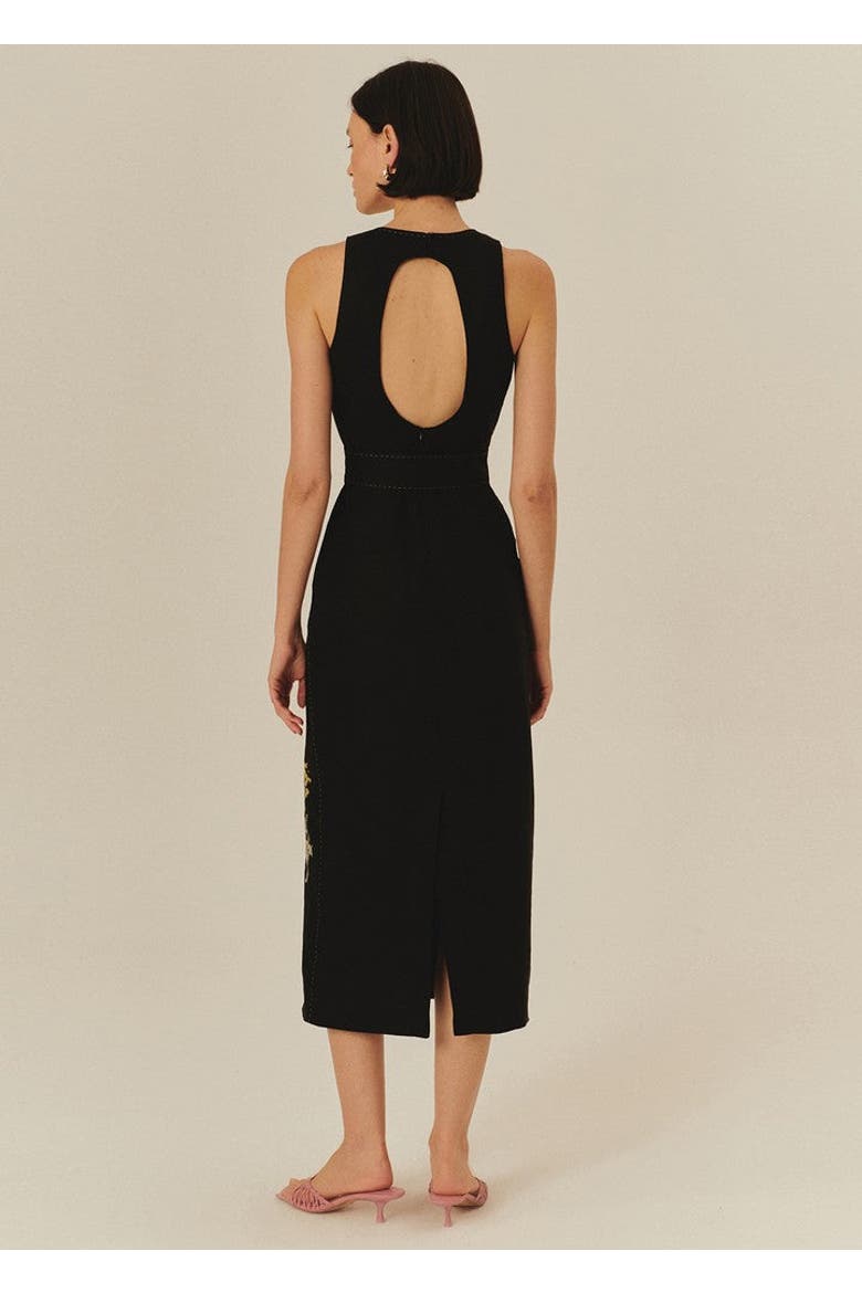 Julieta Midi Dress, Alternate, color, BLACK