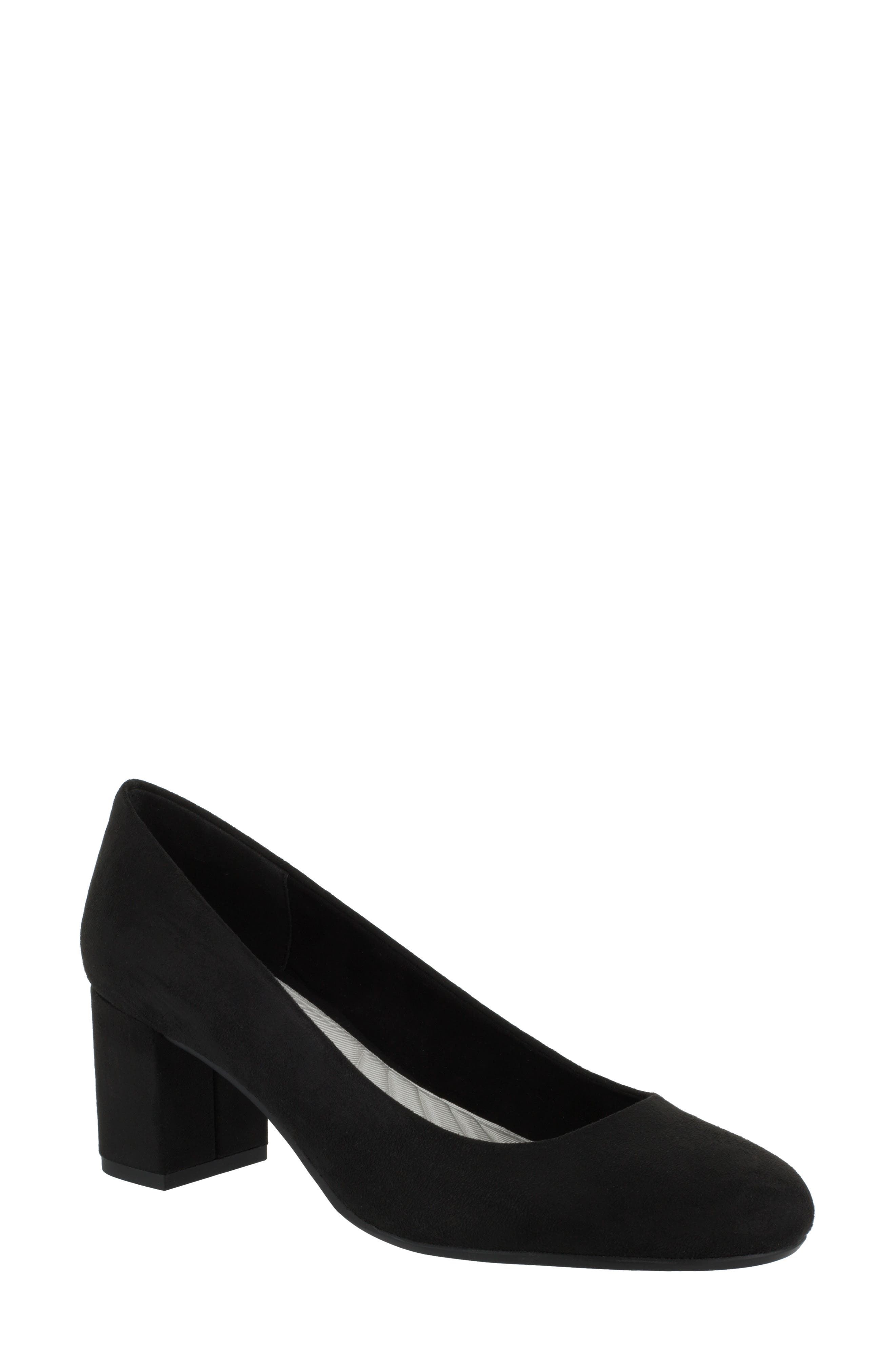 EASY STREET Proper Block Heel Pump - Multiple Widths Available, Main, color, Black Super Suede