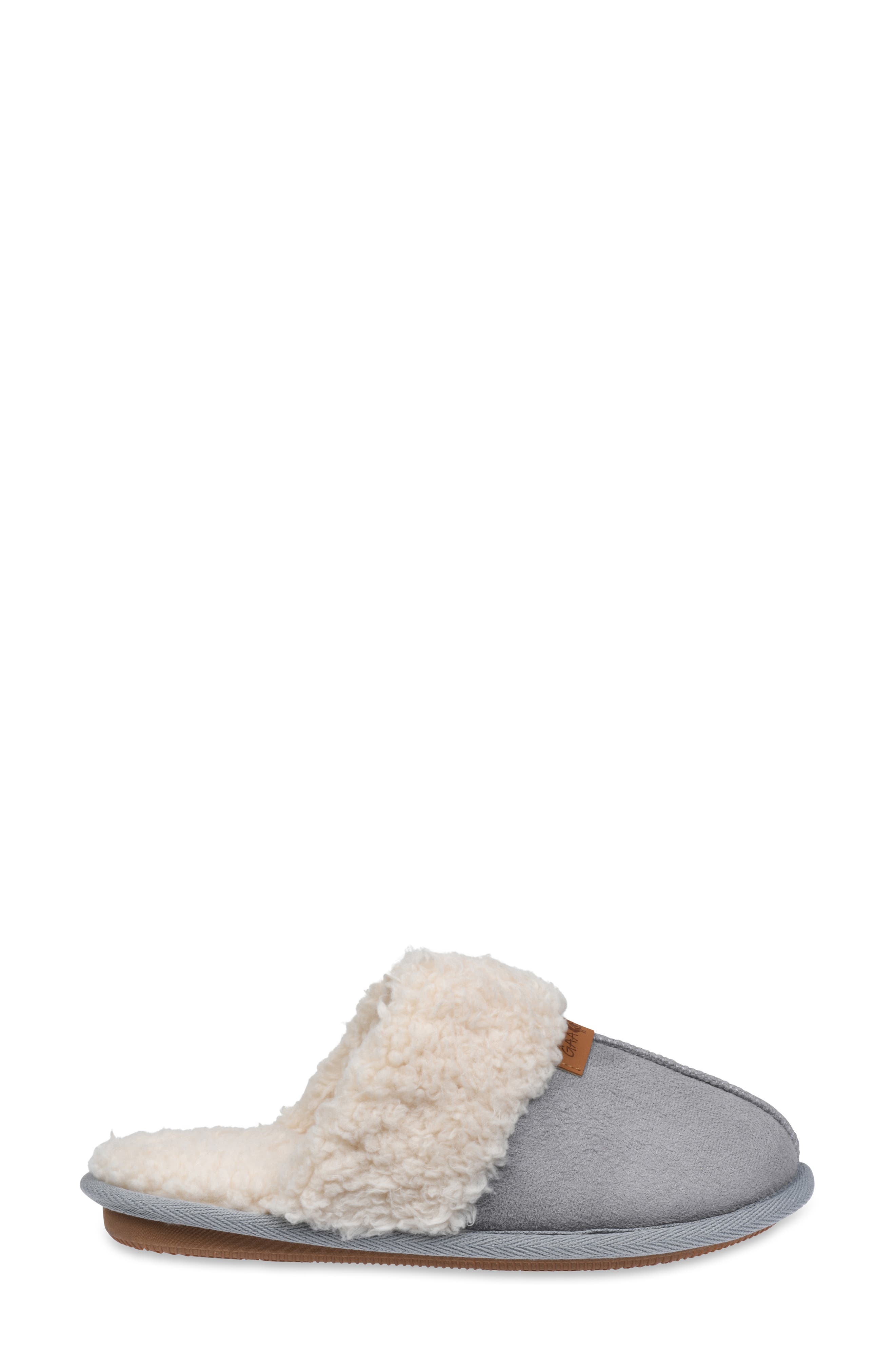 Faux Suede & Faux Shearling Lined Slipper, Alternate, color, GREY