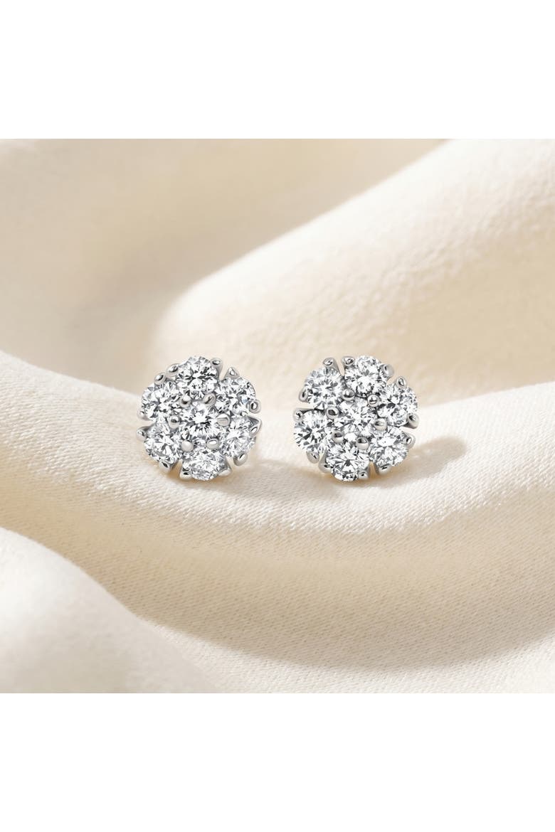 1Ct Diamond Cluster Pave Studs Screwback Earrings 14k Gold Lab Grown, Alternate, color, Yellow Gold