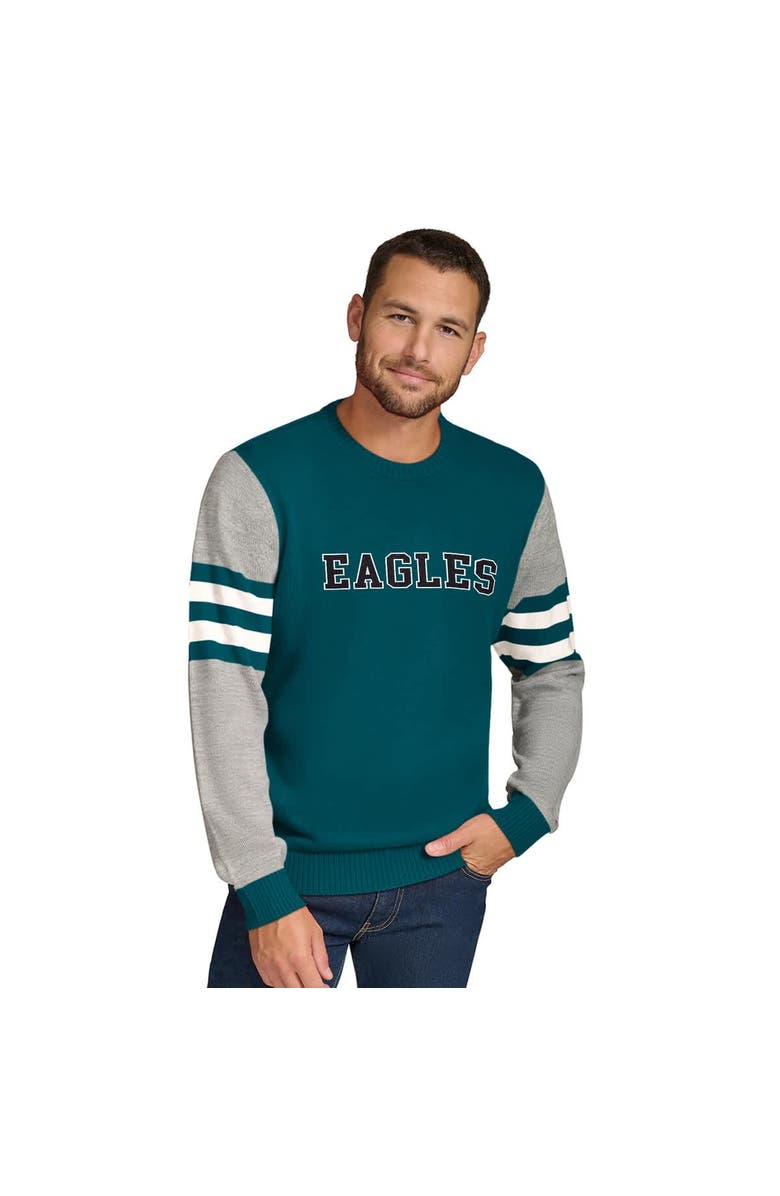 Tommy Hilfiger Men's Tommy Hilfiger Midnight Green/Heather Gray Philadelphia Eagles Acrylic Crewneck Pullover Sweatshirt, Alternate, color, Green