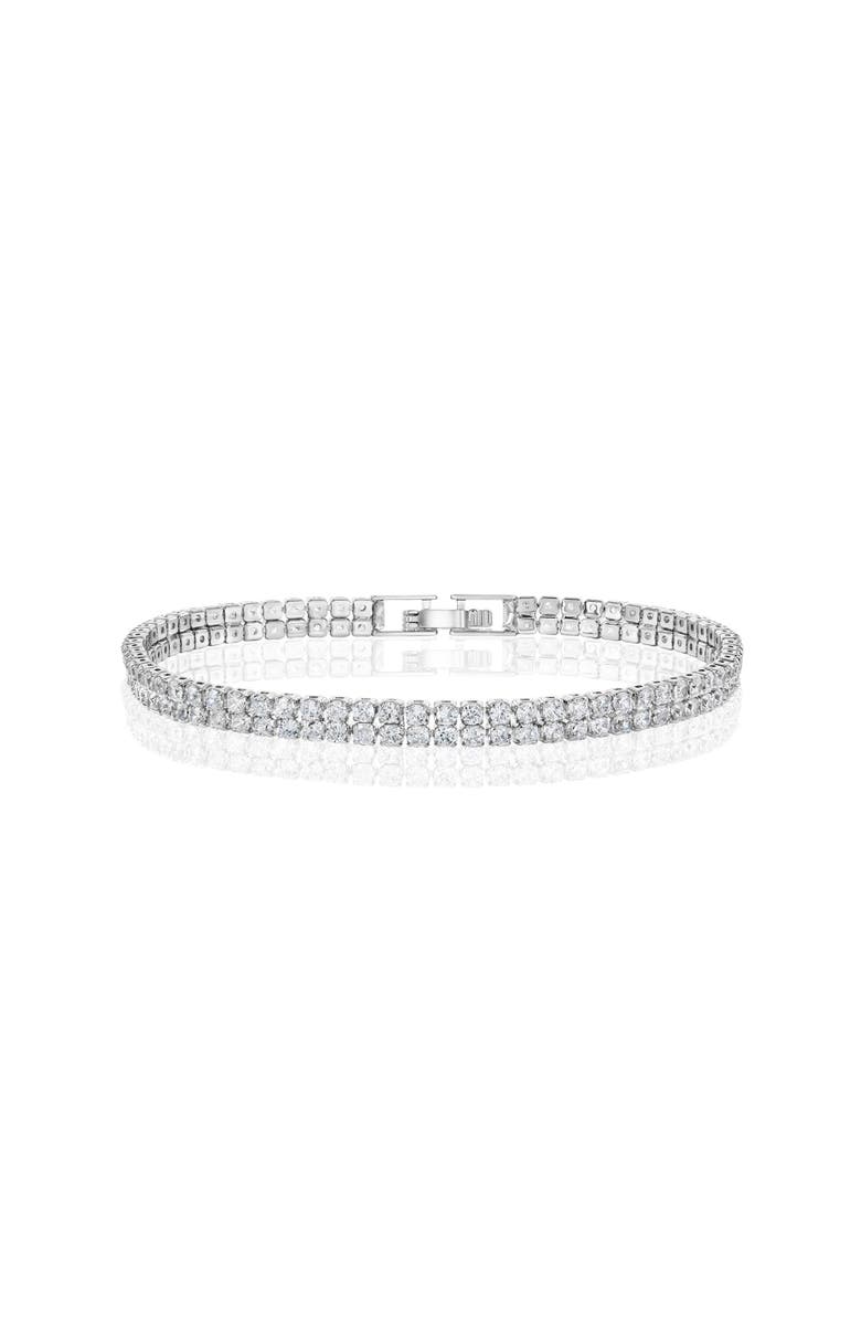 Donatello Gian Two Row Crystal Tennis Bracelet, Main, color, Silver