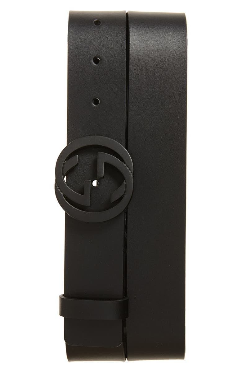 Gucci Logo Leather Belt, Main, color, 