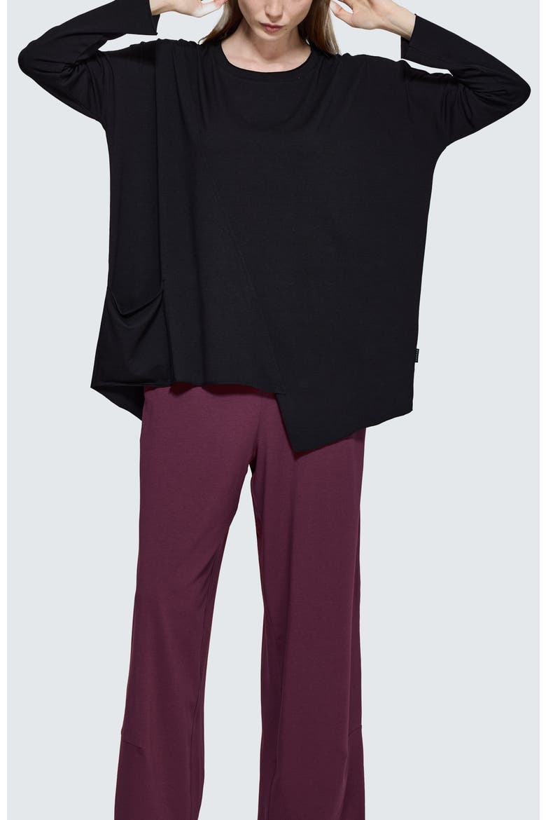 Greta Asymmetrical Blouse, Alternate, color, Black