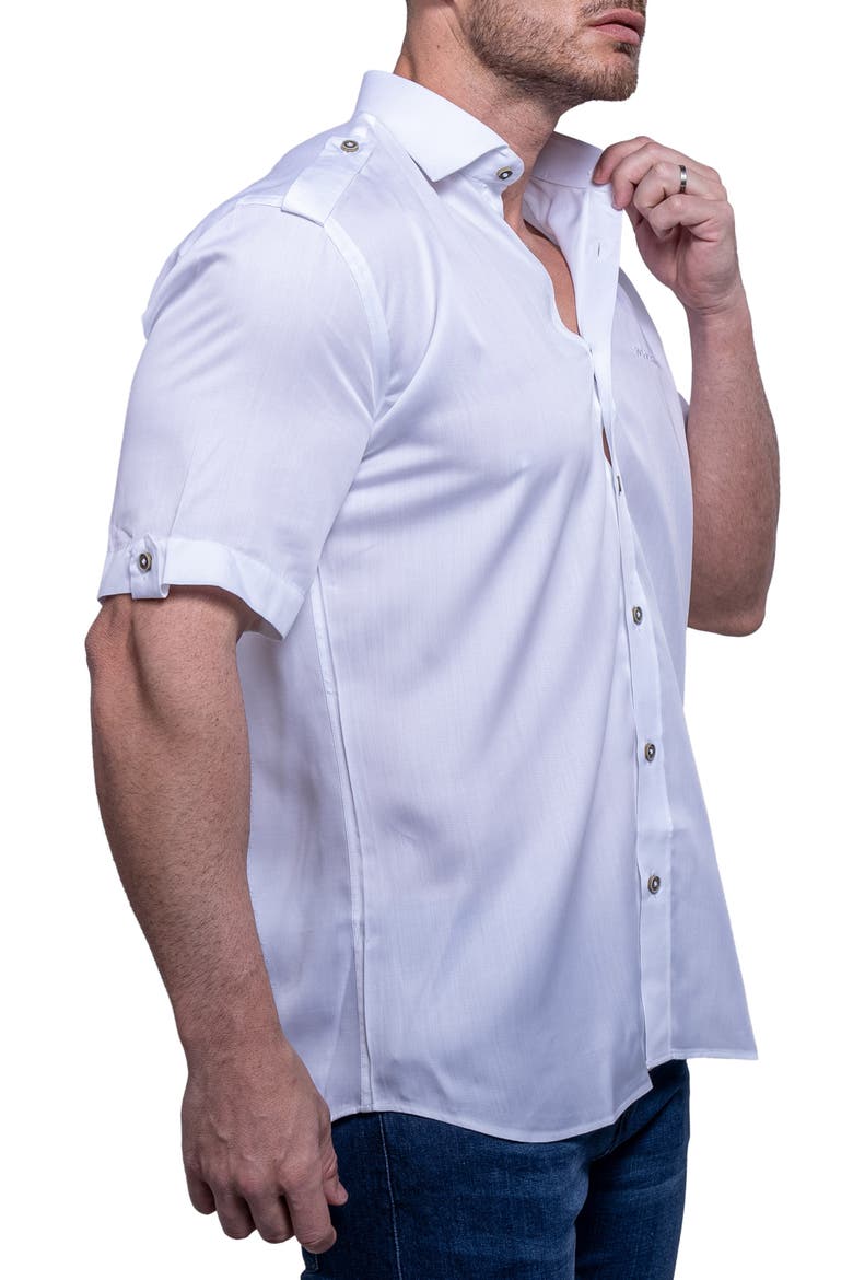 Munich Resistance0177 White Short Sleeve Button-Up Shirt, Alternate, color, WHITE