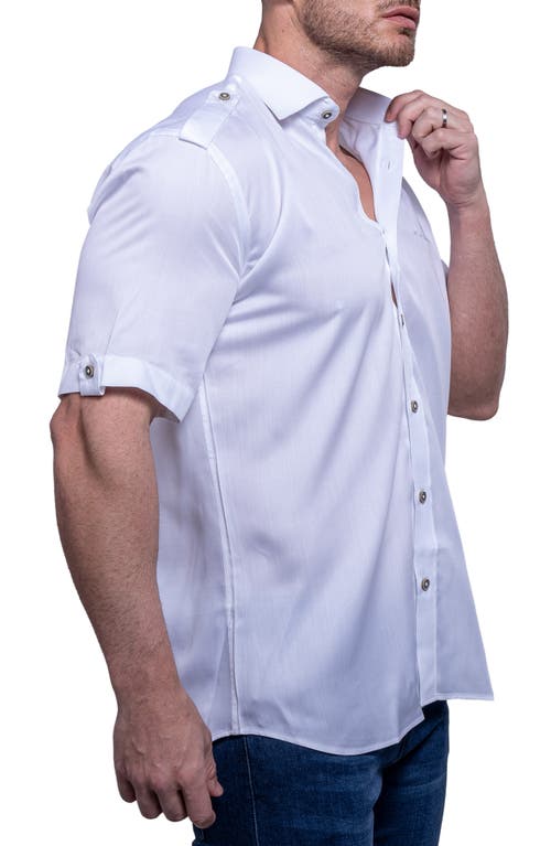 Maceoo Munich Resistance0177 White Short Sleeve Button-up Shirt