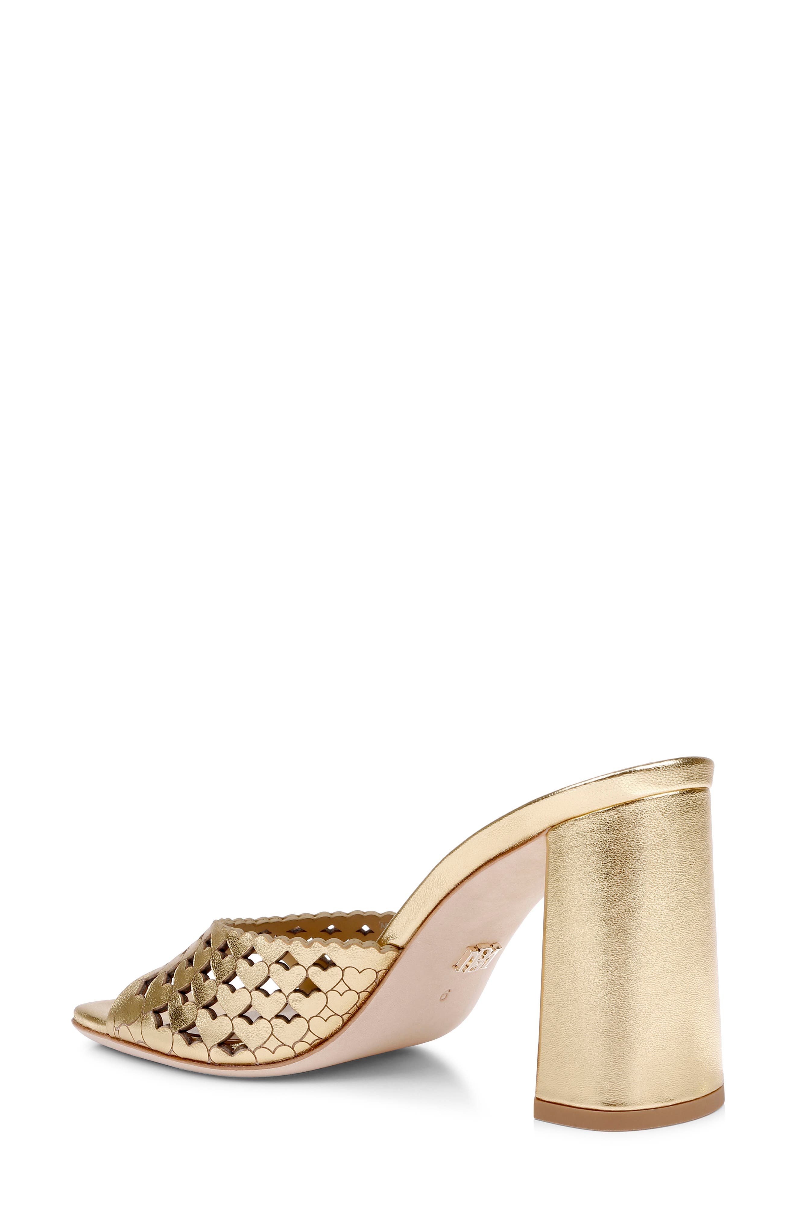 Omni Laser-Cut Heart Sandal, Alternate, color, GOLD METALLIC