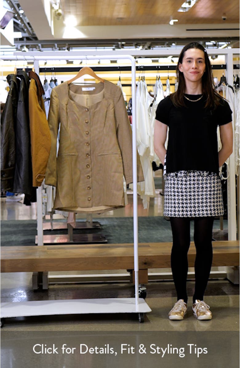 Houndstooth Long Sleeve Button-Up Minidress, sales video thumbnail