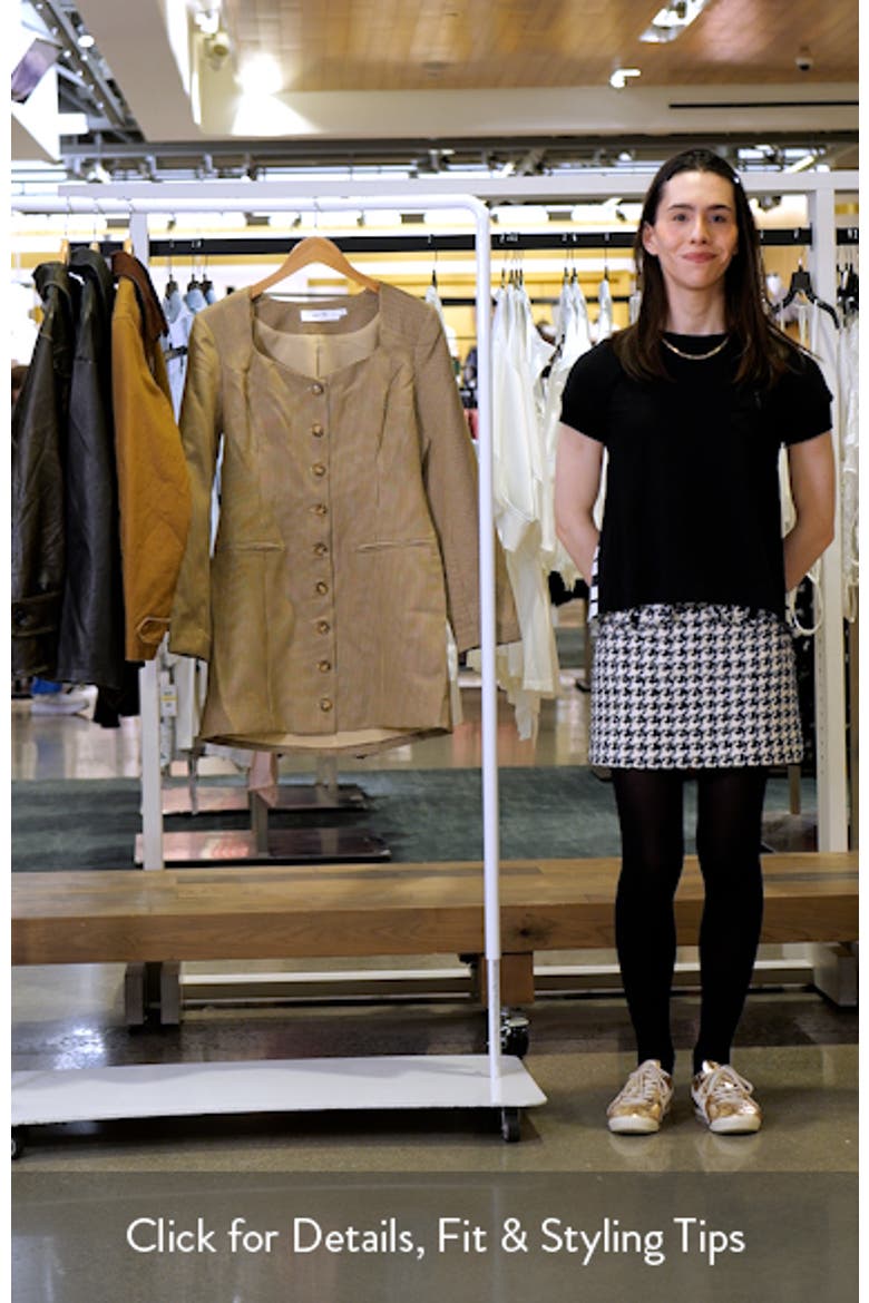 Houndstooth Long Sleeve Button-Up Minidress video
