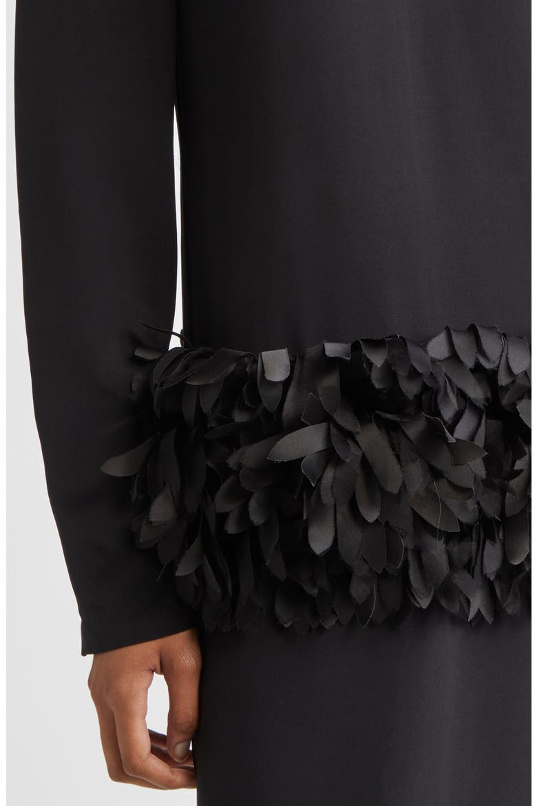 Petal Long Sleeve Wool & Silk Evening Dress, Alternate, color, BLACK