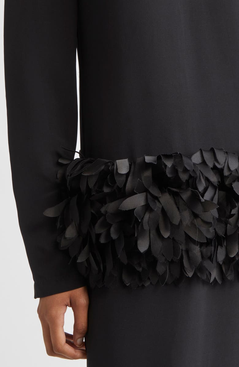TOTEME Petal Long Sleeve Wool & Silk Evening Dress, Alternate, color, Black