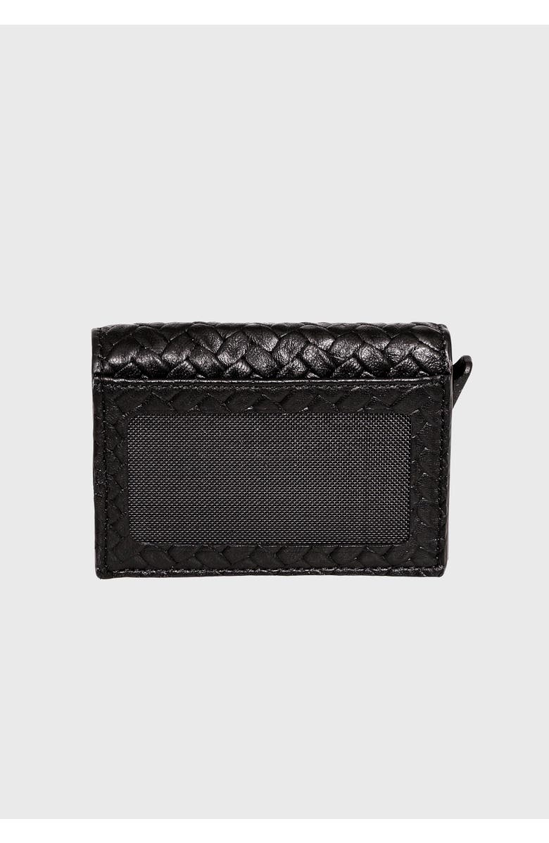 Furniq UK Genuine Leather Weave Pattern Trifold Card Holder, Alternate, color, Black