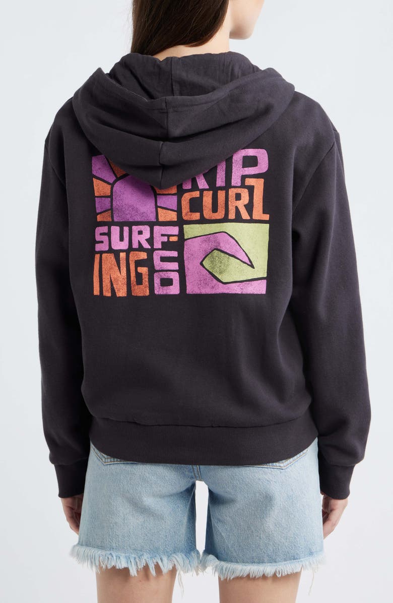 Rip Curl Catalina Island Front Zip Cotton Hoodie, Alternate, color, Washed Black