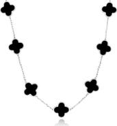 The Lovery Fine Jewelry Large Onyx Clover Necklace