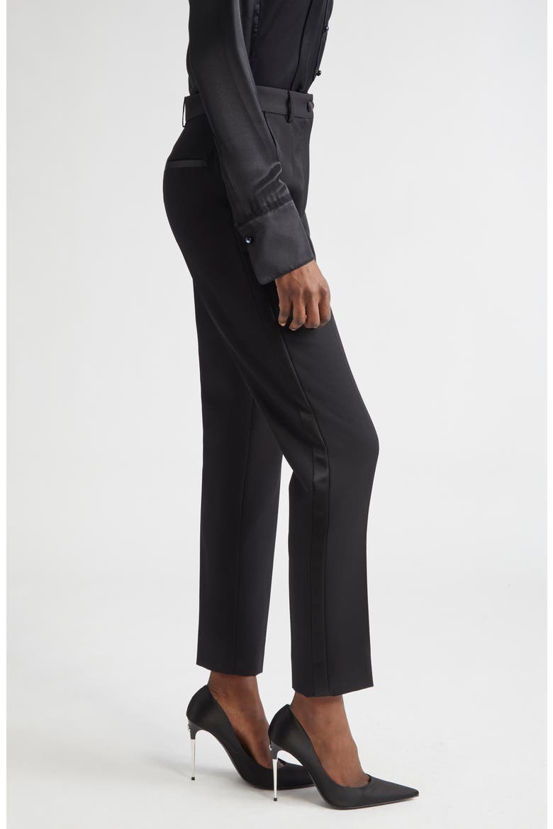 Tailored Wool & Silk Blend Tuxedo Pants, Alternate, color, N0000 NERO