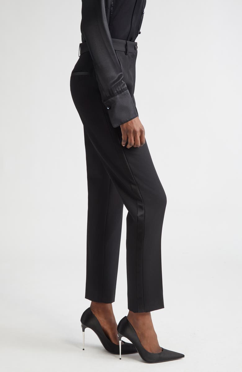 Dolce&Gabbana Tailored Wool & Silk Blend Tuxedo Pants, Alternate, color, N0000 Nero