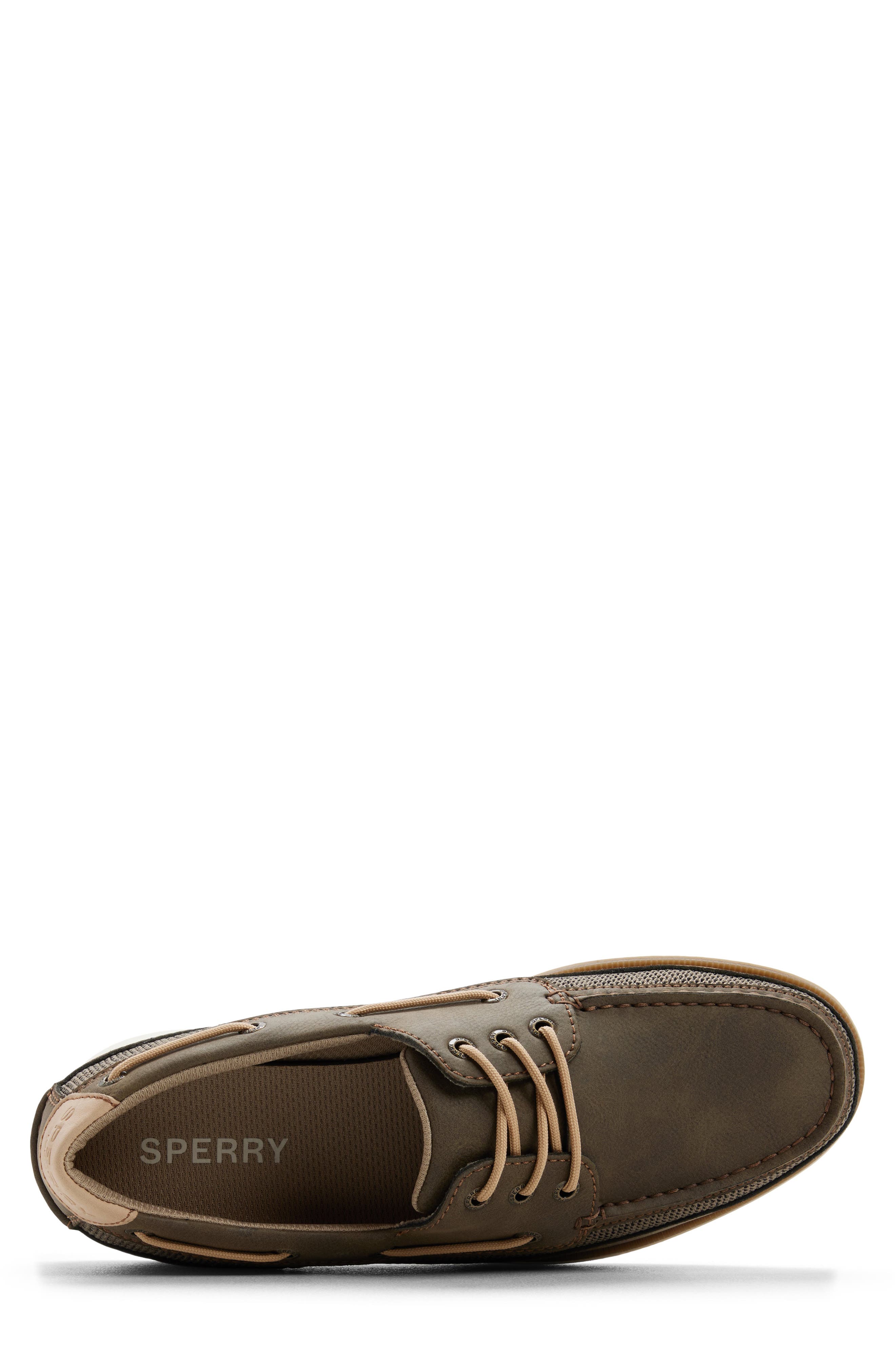 Sperry Hull 3-Eye Boat Shoe, Alternate, color, Olive