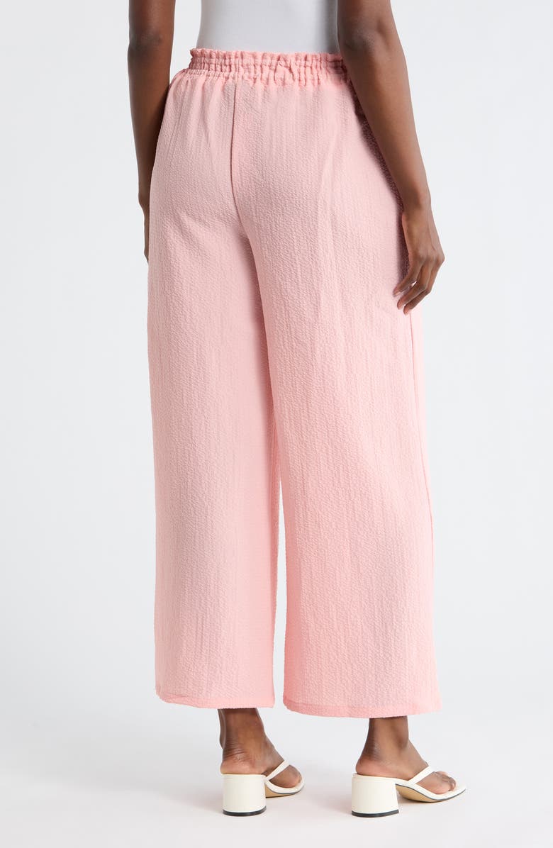 Bobeau Ruffle Pull-On Ankle Wide Leg Pants, Alternate, color, Coral Pink
