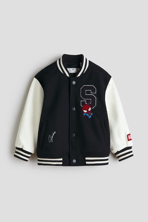 Motif-detail baseball jacket