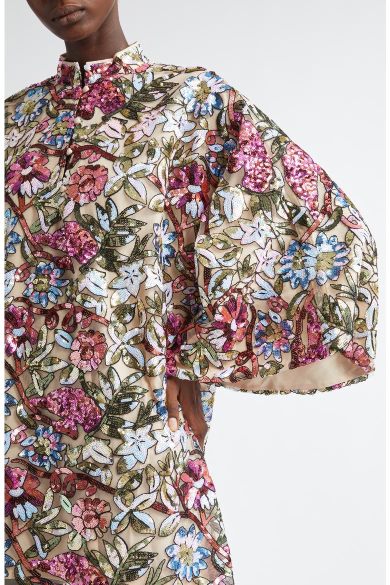 Jewel Floral Sequin Caftan, Alternate, color, MULTI IVORY/ FLORAL PRINT