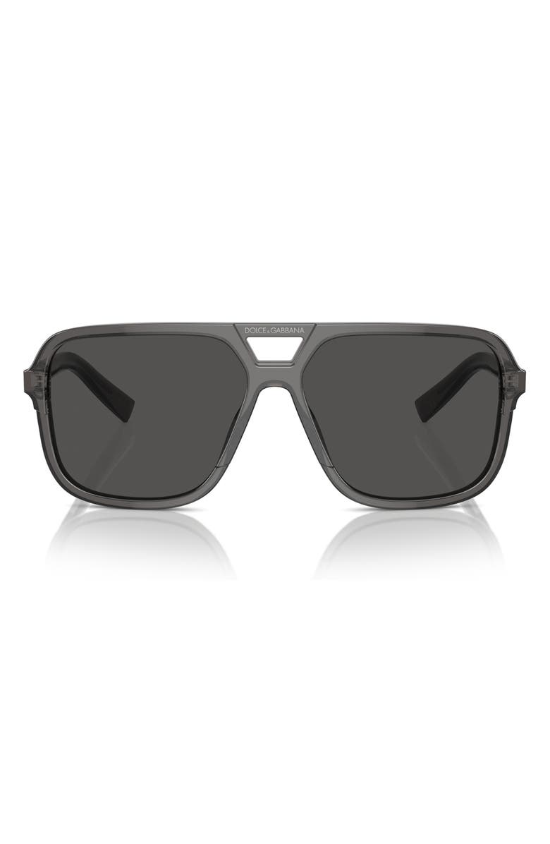 Dolce&Gabbana 61mm Flat Top Pilot Sunglasses, Main, color, Grey