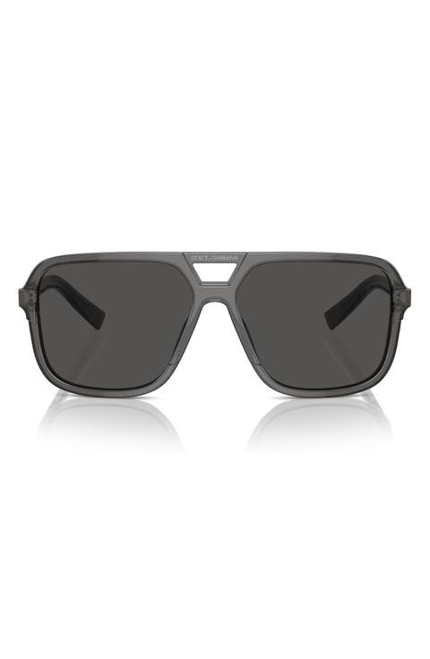 61mm Flat Top Pilot Sunglasses