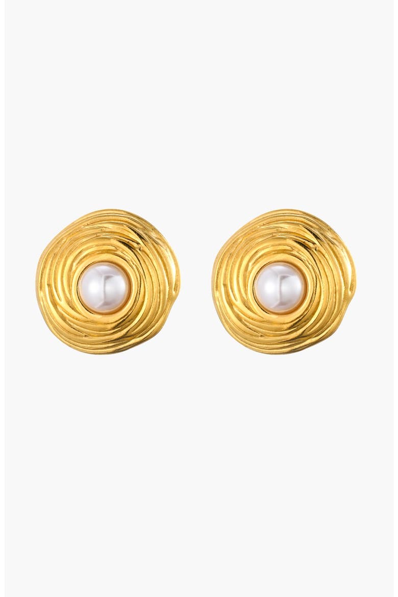 Lumiere Bloom Pearl Drop Earrings, Main, color, Gold