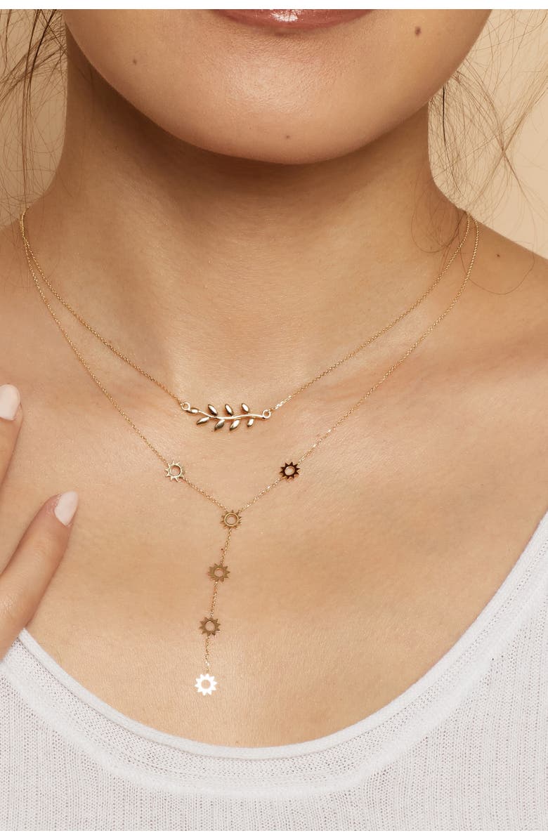 Oradina 14K Yellow Gold Peace and Love Necklace, Alternate, color, Yellow Gold