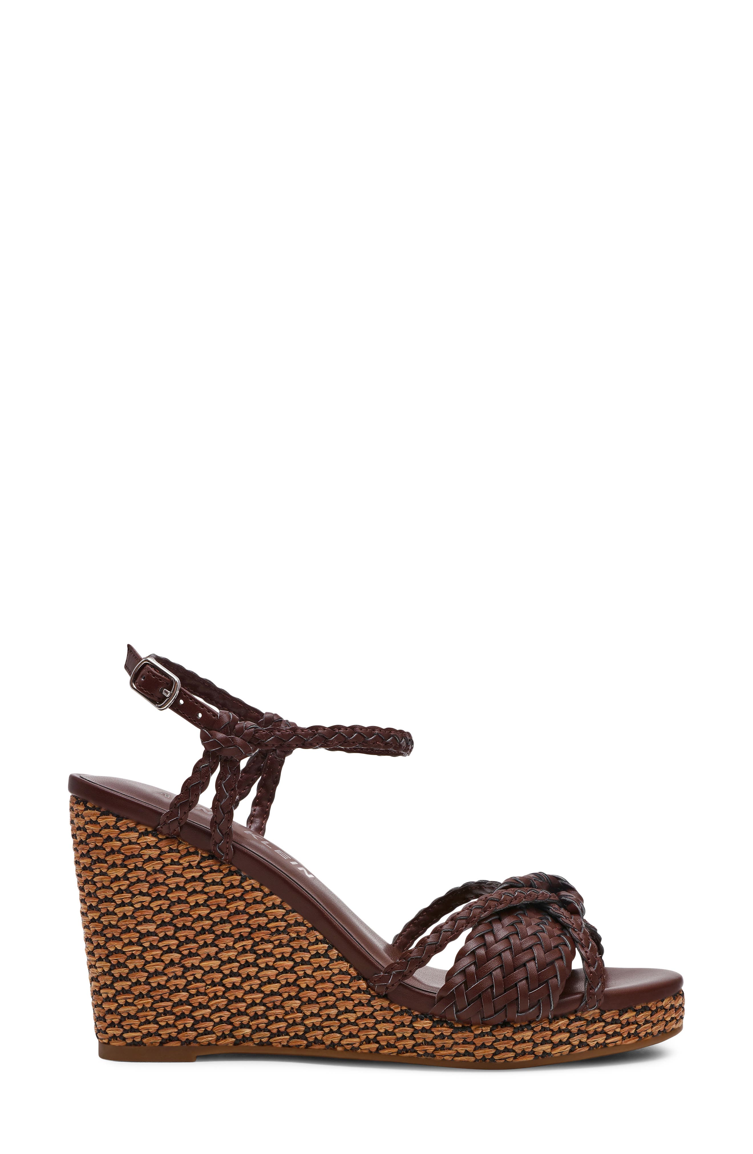 Anne Klein Vow Braided Wedge Sandal, Alternate, color, Chocolate Brown Woven