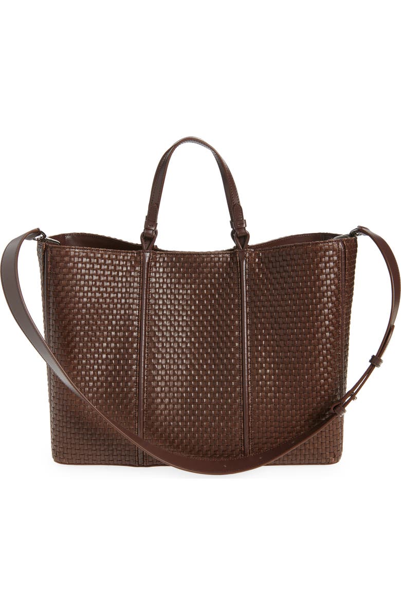 Jacquemus The Marino Woven Faux Leather Horizontal Shopper Bag, Alternate, color, Dark Brown