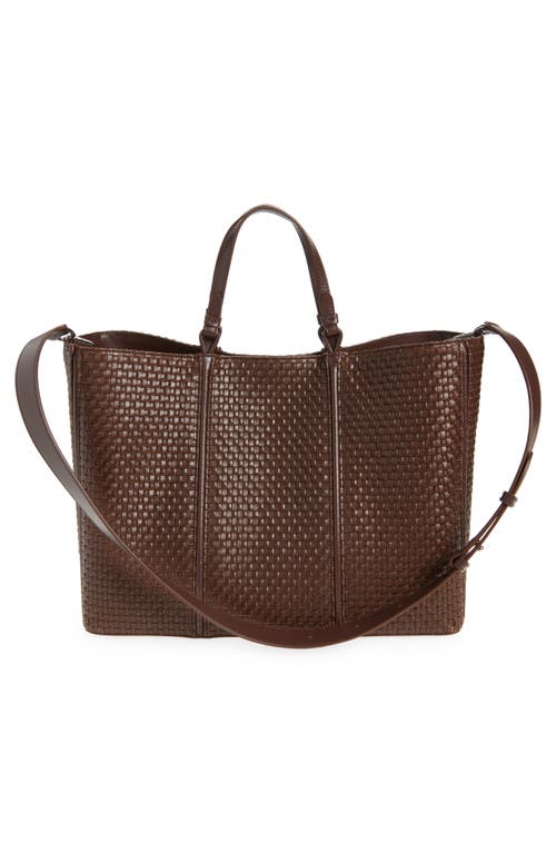 Jacquemus The Marino Woven Faux Leather Horizontal Shopper Bag In Dark Brown