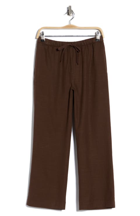 Crop Wide Leg Cotton Blend Pull-On Pants