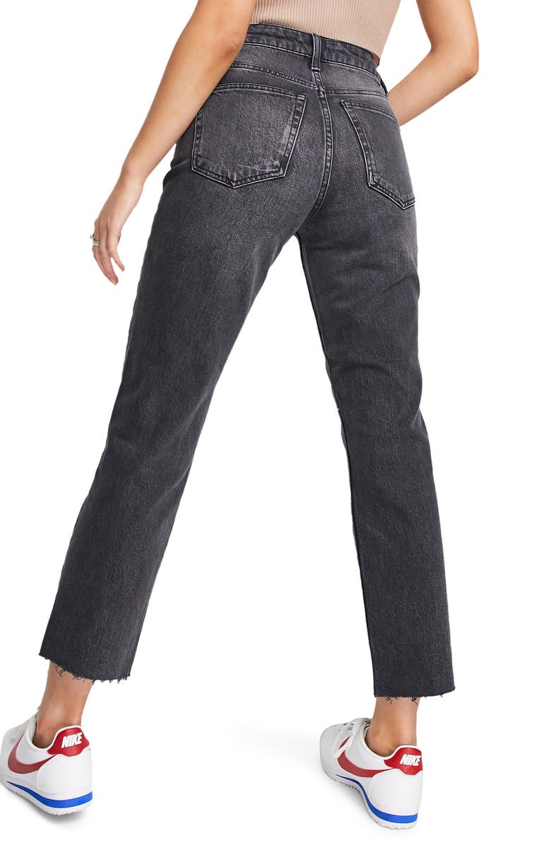 Topshop Raw Hem Straight Leg Jeans, Alternate, color,