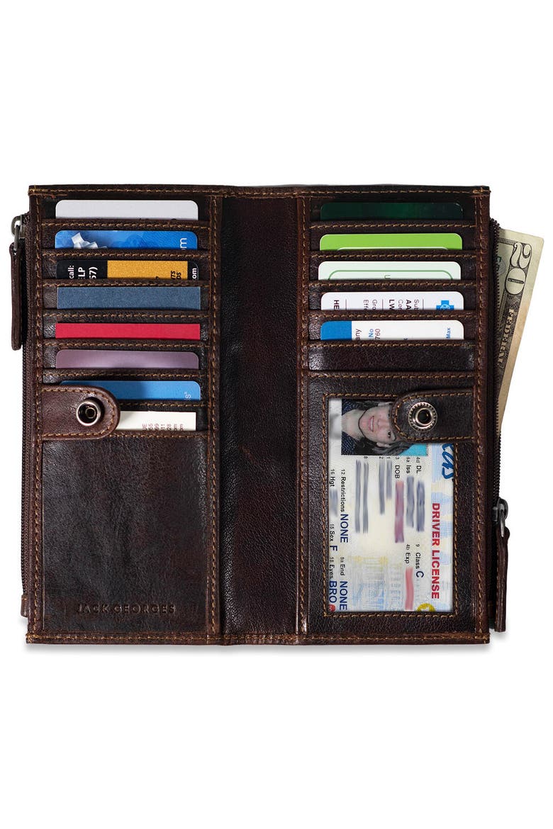 Voyager Slim Zippered Wallet, Alternate, color, Brown