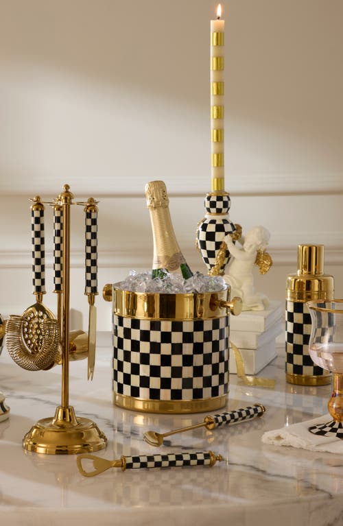 Mackenzie-childs Mackenzie Childs Courtly Check Gold 6-piece Bar Tool Set In Gold