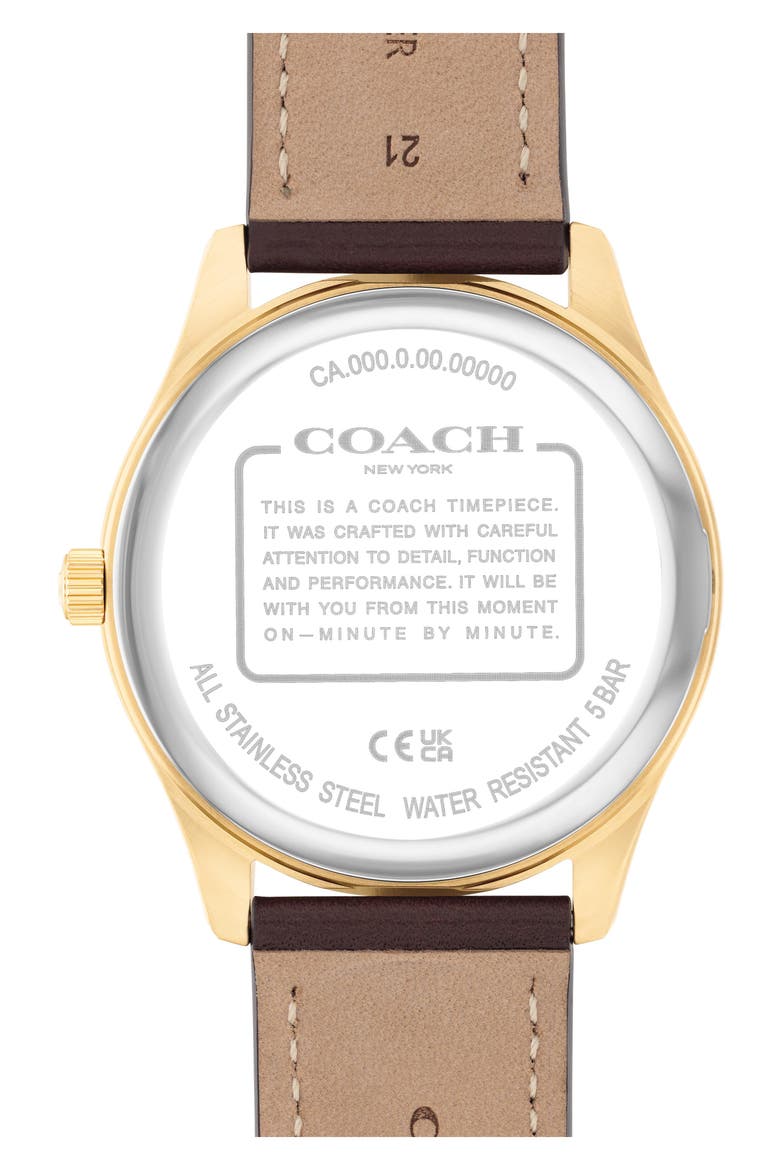 Oliver Leather Strap Watch, 41mm, Alternate, color, WHITE