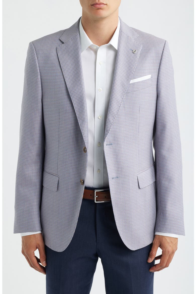 Hutson Slim Fit Light Light Purple Houndstooth Check Virgin Wool Sport Coat, Main, color, PURPLE / BLUE