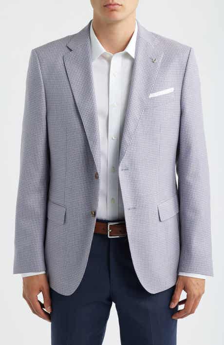 Hutson Slim Fit Light Light Purple Houndstooth Check Virgin Wool Sport Coat