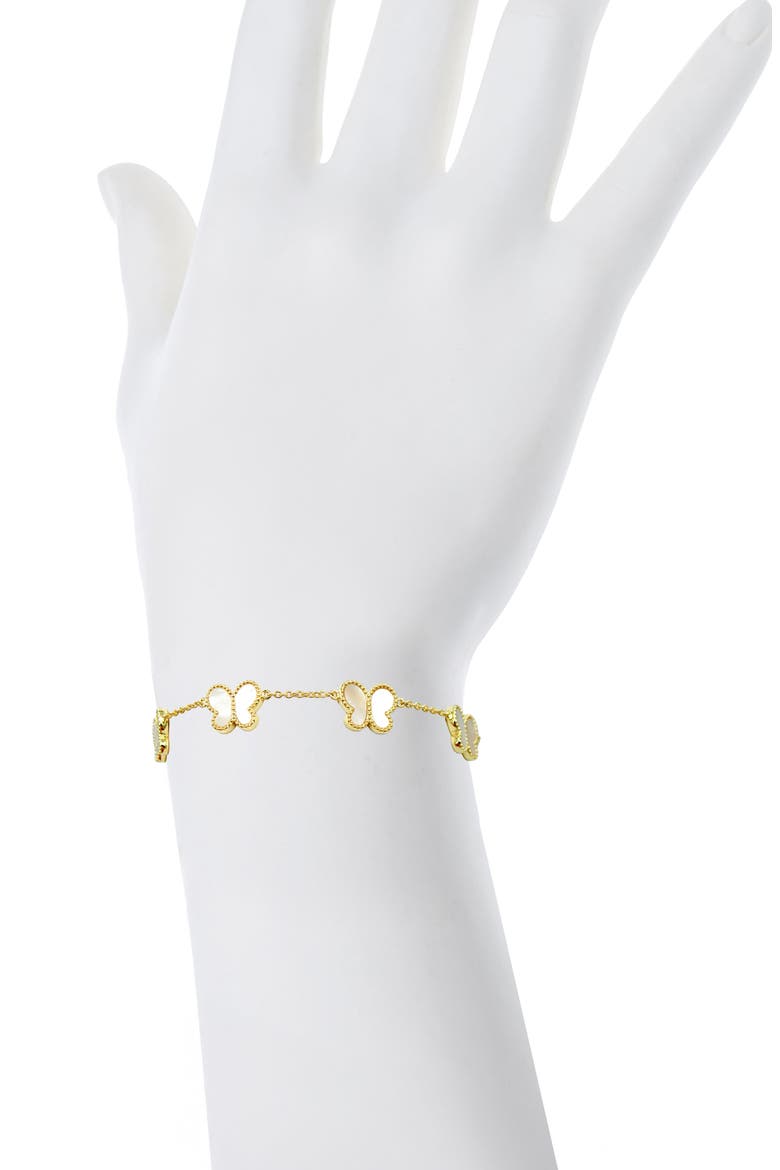 Mother of Pearl Butterfly Bracelet, Alternate, color, GOLD
