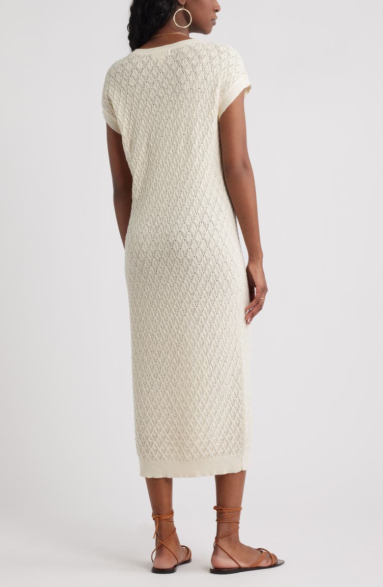 Treasure & Bond Pointelle Midi Sweater Dress, Alternate, color, Ivory Dove