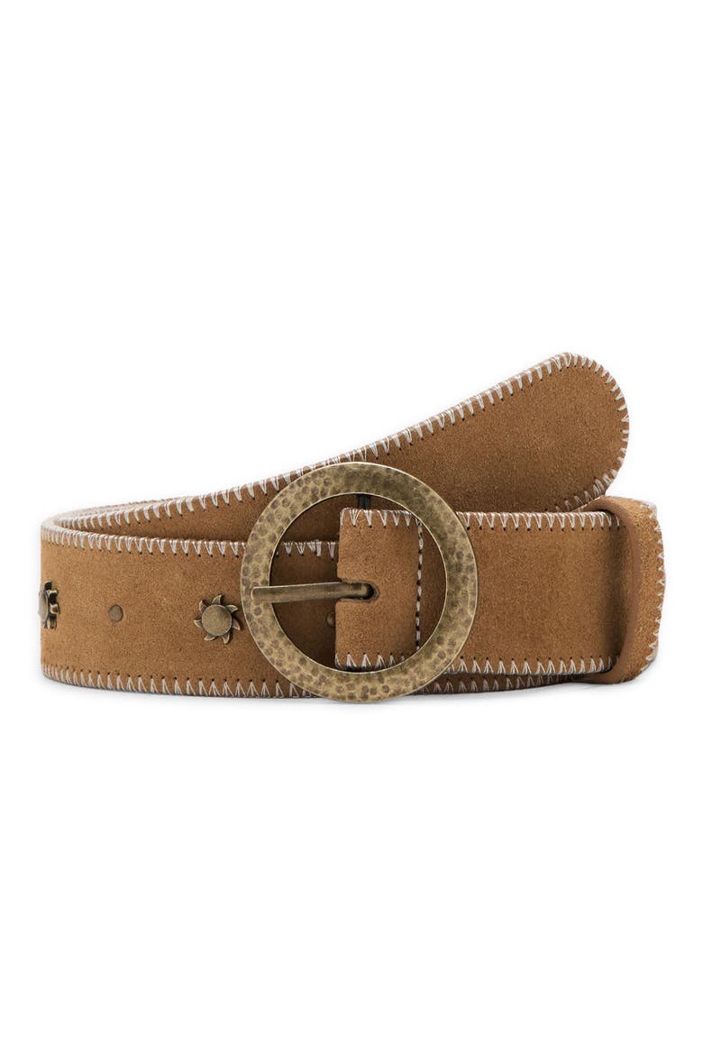 Stud Leather Belt, Main, color, SAND
