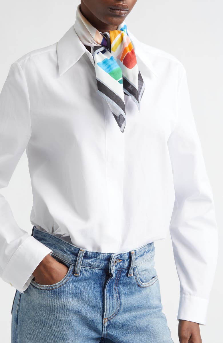 Missoni Rainbow Stripe Cotton Square Scarf, Main, color, 0001 White Multi