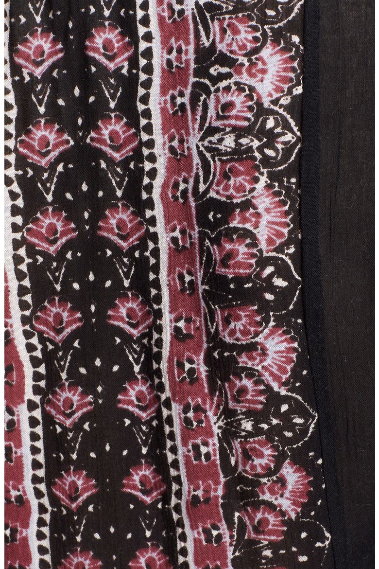 Print Gauze A-Line Midi Dress, Alternate, color, BLACK COMBO