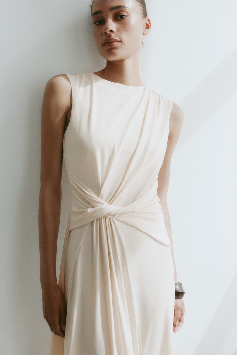 Asymmetric Twist-detail Dress, Alternate, color, Light beige
