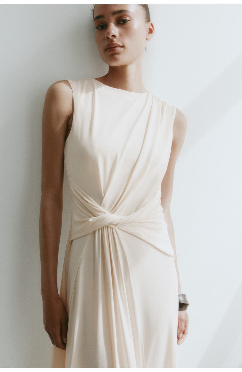 H&M Asymmetric Twist-detail Dress, Alternate, color, Light Beige