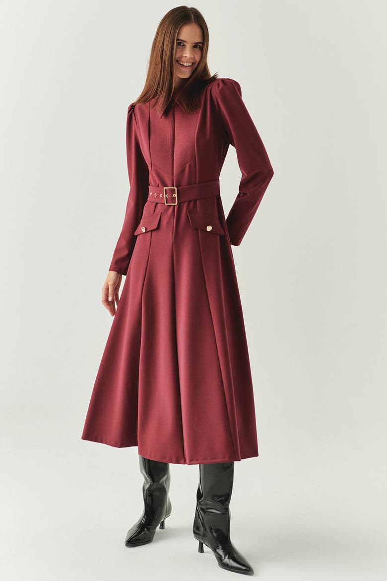 Bailee Midi Dress, Alternate, color, BURGUNDY