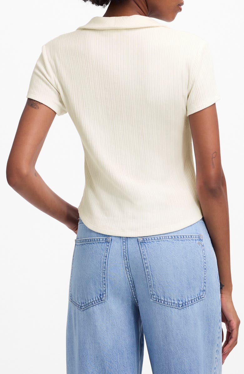 Madewell V-Neck Rib Polo Top, Alternate, color, Lighthouse