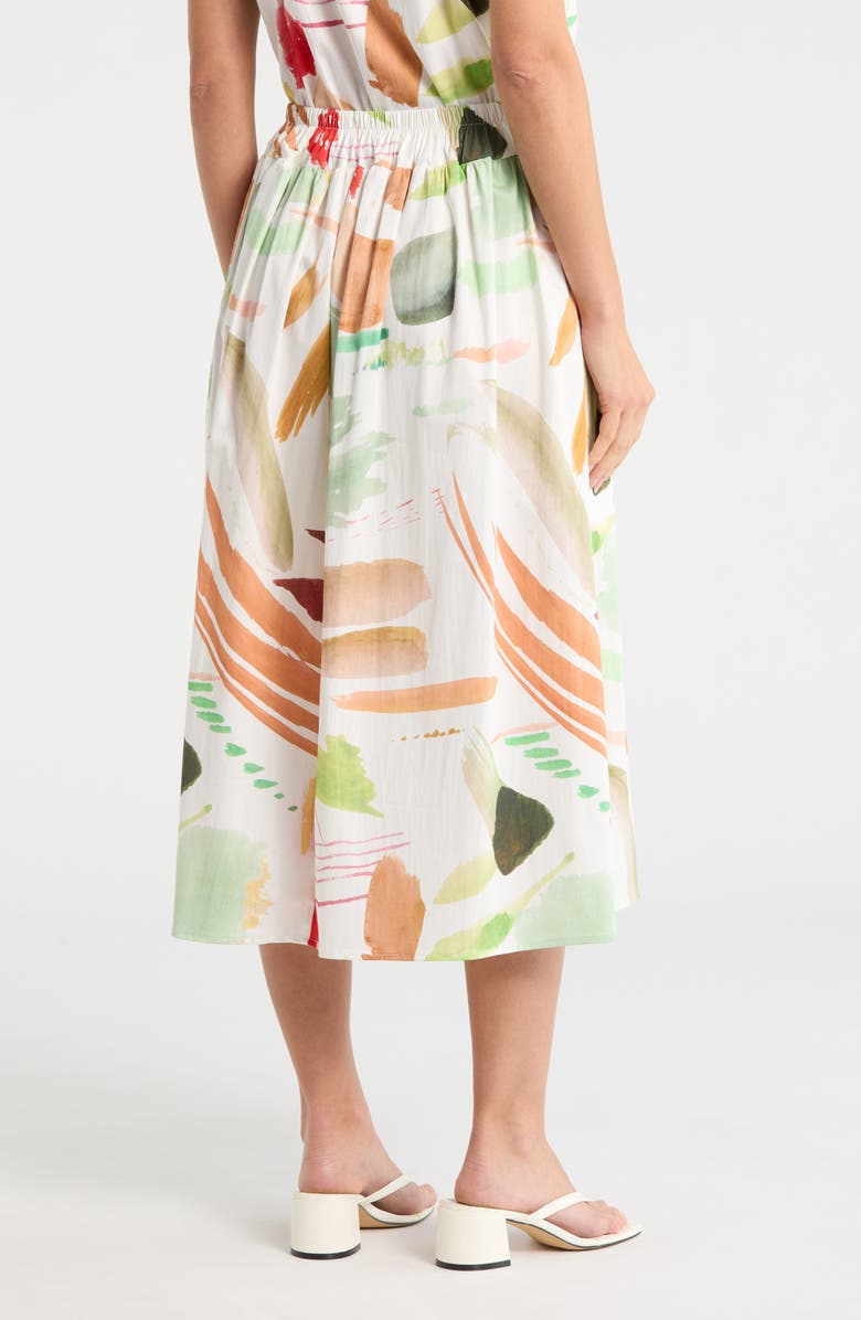 T Tahari Print Maxi Skirt, Alternate, color, Ivory Brush Stroke
