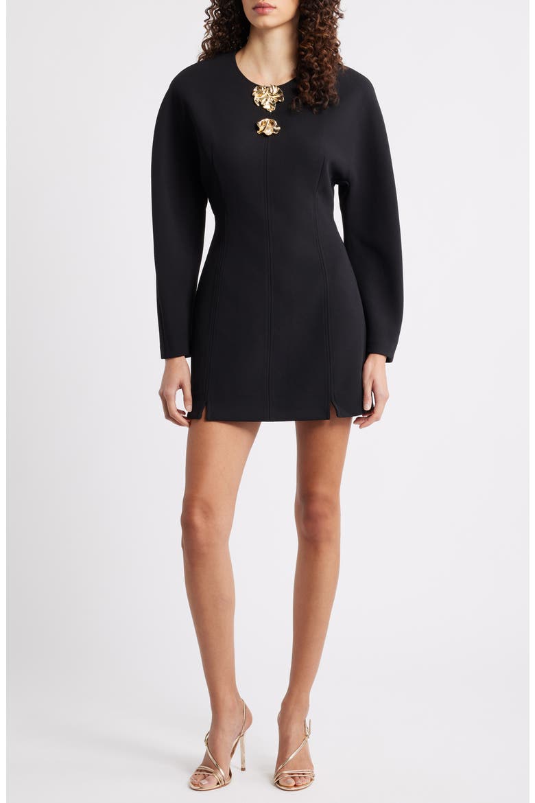Brotton Long Sleeve Minidress, Main, color, BLACK