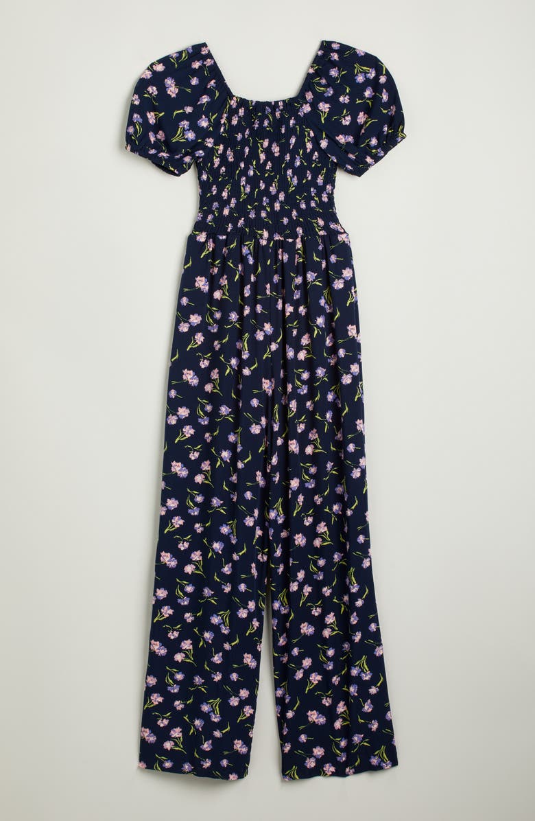 Nordstrom Kids' Floral Square Neck Jumpsuit, Alternate, color, Navy Peacoat Grace Floral